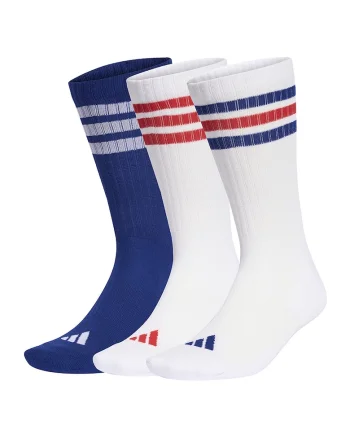 Set de sosete lungi unisex cu striatii - 3 perechi, Rosu/Albastru royal/Alb optic