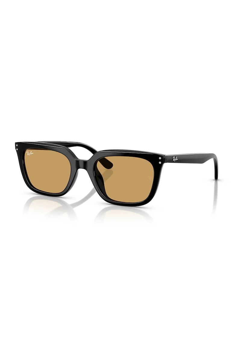 Ochelari de soare wayfarer unisex cu lentile uni, Negru/Negru stins