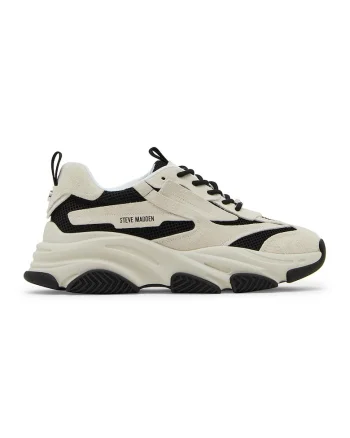 Pantofi sport Possess-H2 din piele intoarsa cu garnituri din material textil, Negru/Gri deschis/Alb murdar