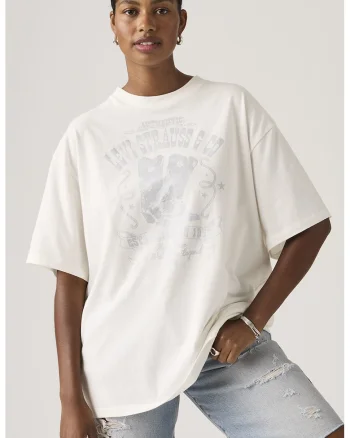 Tricou lejer de bumbac cu imprimeu grafic, Gri deschis/Crem