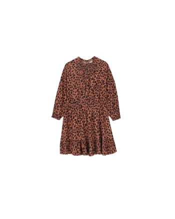 Rochie fete,  din stofa, negru/maro