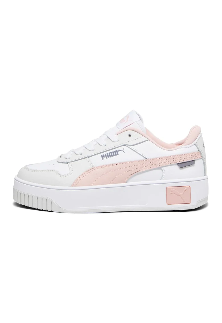 Pantofi sport Carina Street Jr. de piele si piele ecologica, Alb/Roz