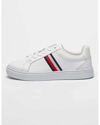Pantofi sport din piele cu logo, Alb