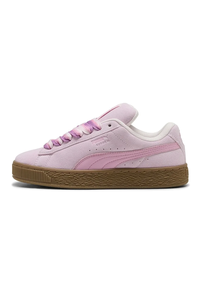 Pantofi sport Suede XL de piele intoarsa cu sireturi in degrade, Roz pal