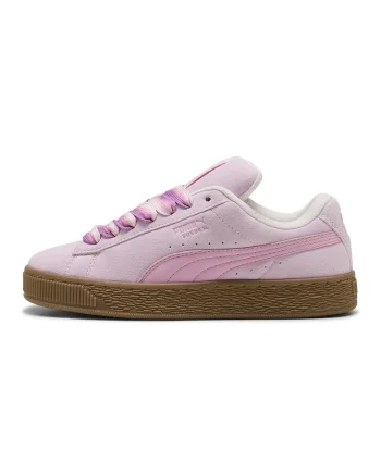 Pantofi sport Suede XL de piele intoarsa cu sireturi in degrade, Roz pal