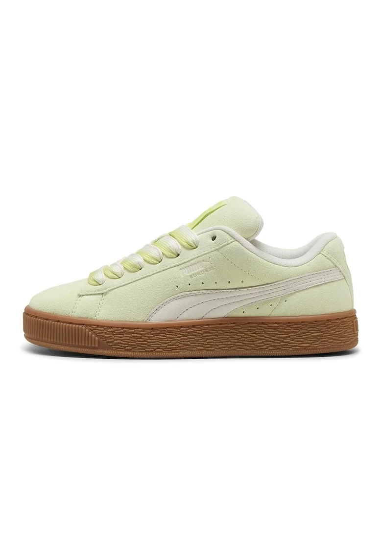 Pantofi sport Suede XL de piele intoarsa cu sireturi in degrade, Alb/Galben pal