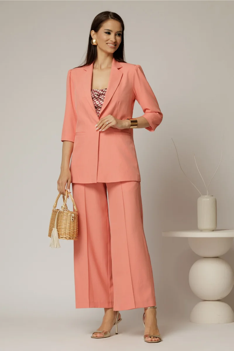 Compleu DY Fashion roz somon din sacou si pantalon