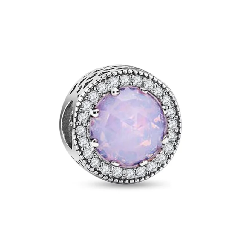Charm/talisman argint 925, JW1189, model elegant cu piatra lila, placat cu rodiu