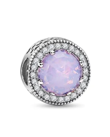 Charm/talisman argint 925, JW1189, model elegant cu piatra lila, placat cu rodiu