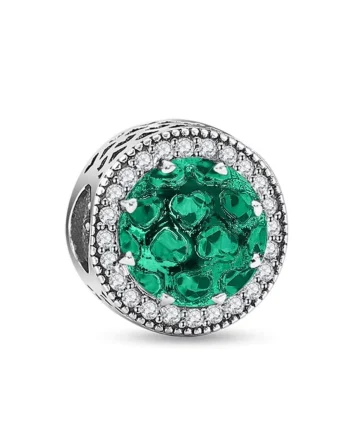 Charm/talisman argint 925, JW1190, model elegant cu piatra verde, placat cu rodiu