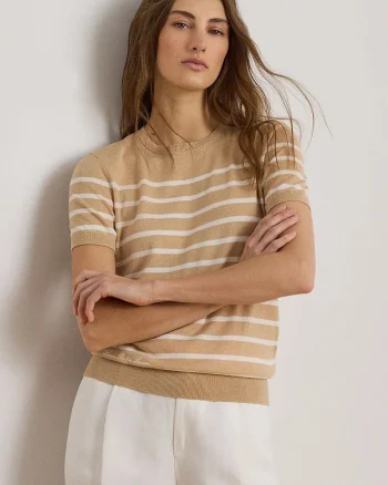 Lauren Ralph Lauren pulover cu mânecă scurtă pentru femei, cu modal
