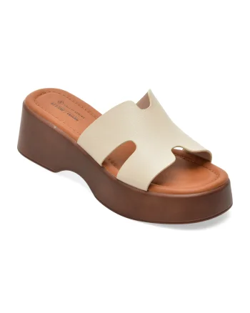 Papuci CALL IT SPRING albe, 14081122, din piele ecologica