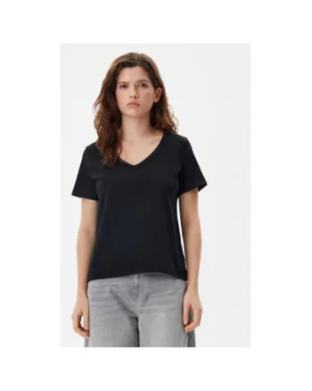 Tricou dama,  305290663, Bumbac organic, Negru, Negru
