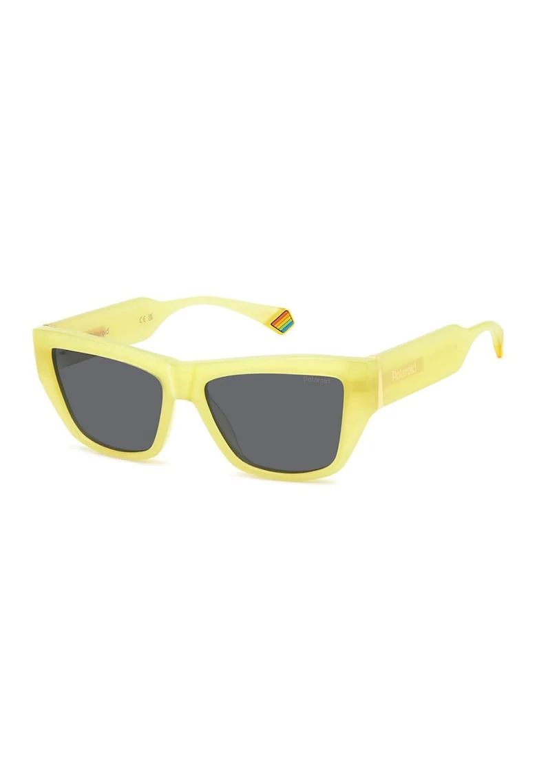 Ochelari de soare, cat-eye cu lentile polarizate, Galben pai/Gri antracit