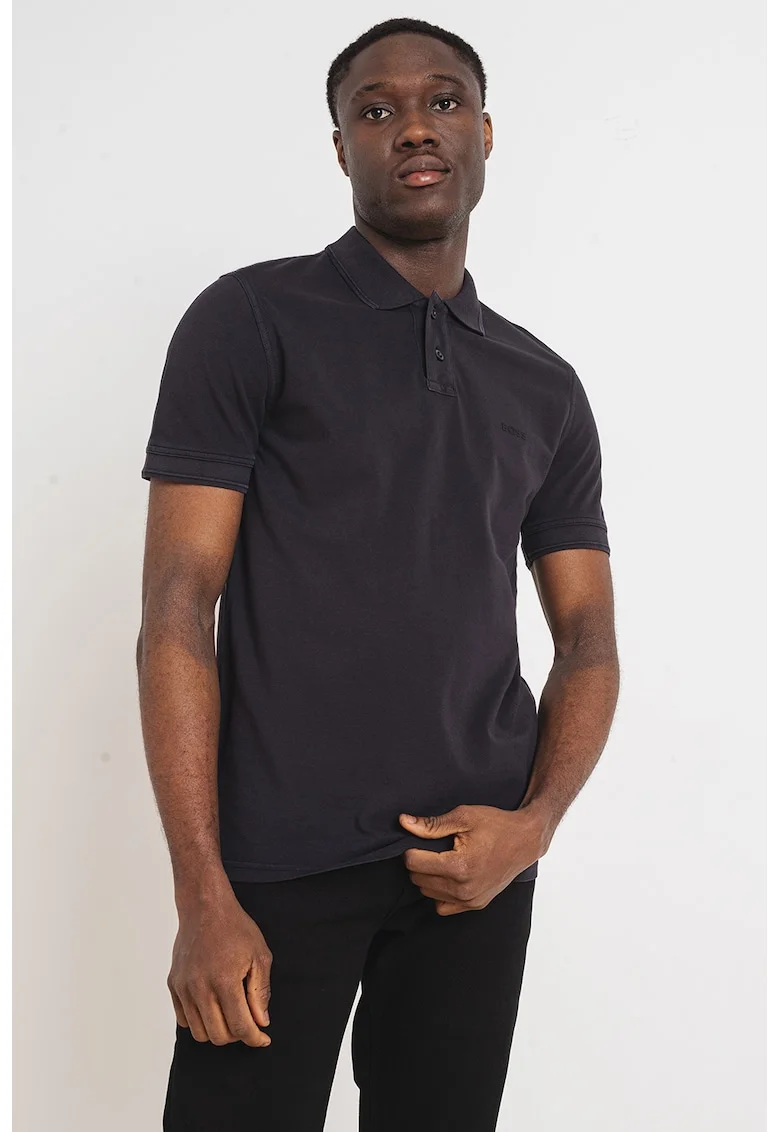 Tricou polo de bumbac pique Prime, Negru