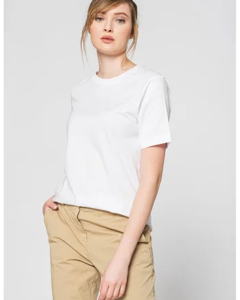 Tricou cu decolteu la baza gatului, din bumbac organic Ecosa, Alb