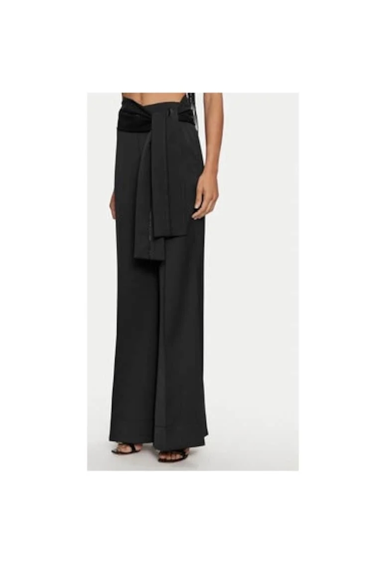 Pantaloni dama,  304687051, Poliester reciclat/Poliester, Negru, Negru