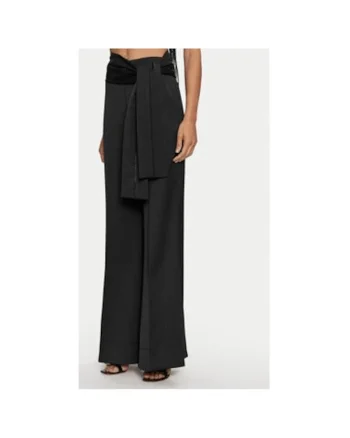 Pantaloni dama,  304687051, Poliester reciclat/Poliester, Negru, Negru