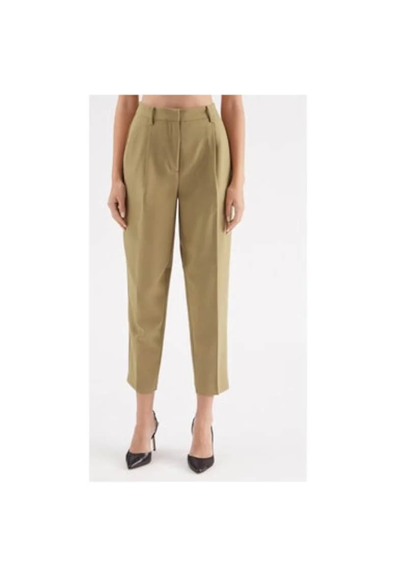 Pantaloni dama,  302774494, Poliester reciclat/Viscoza, Verde, Verde