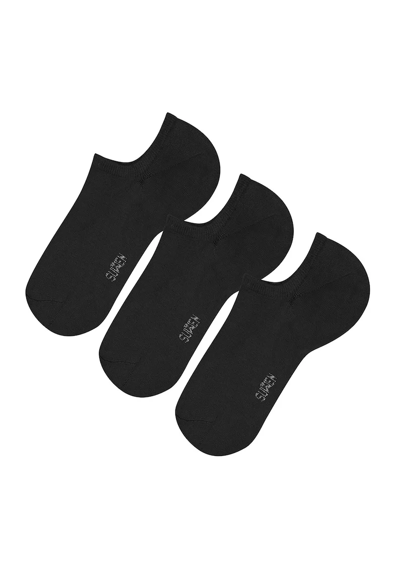 Set de sosete pana la glezna cu logo discret - 3 perechi, Negru