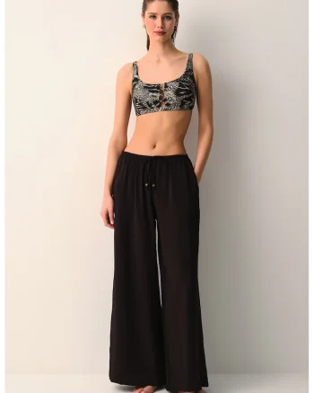 Pantaloni cu croiala ampla pentru plaja, Negru