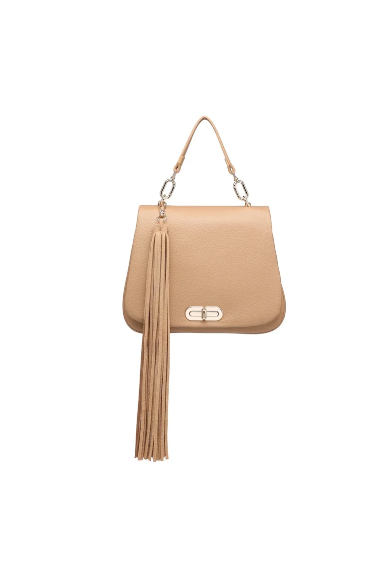 Geanta de piele ecologica cu maner Serenata Elite, Maro camel