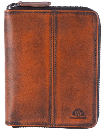 Portofel dama piele naturala 10 x, Destressed, wqdwqfwq, Coniac