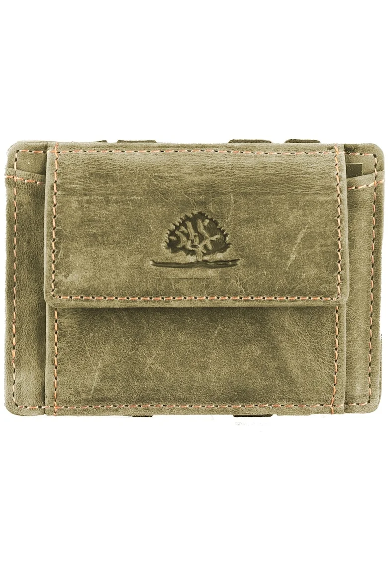 Portofel dama piele naturala 10.5 x 7.5 x 1.5 cm, Vintage RFID,, Verde