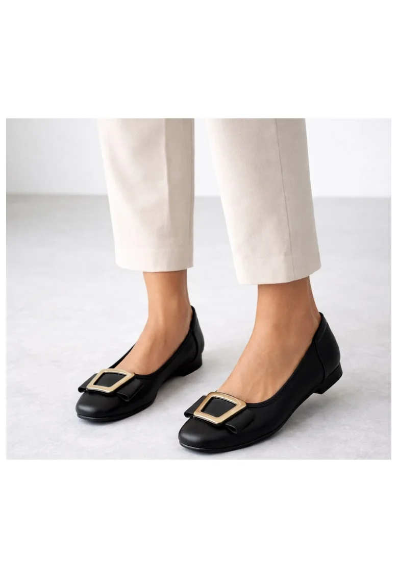Pantofi casual, dama,  2372 negru, piele naturala, Negru