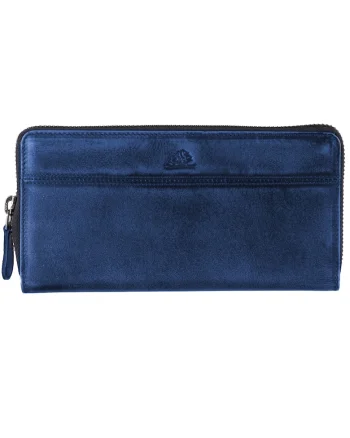 Portofel dama piele naturala 19.5 x 10.5 x 2.5 cm, Destressed,, Bleumarin