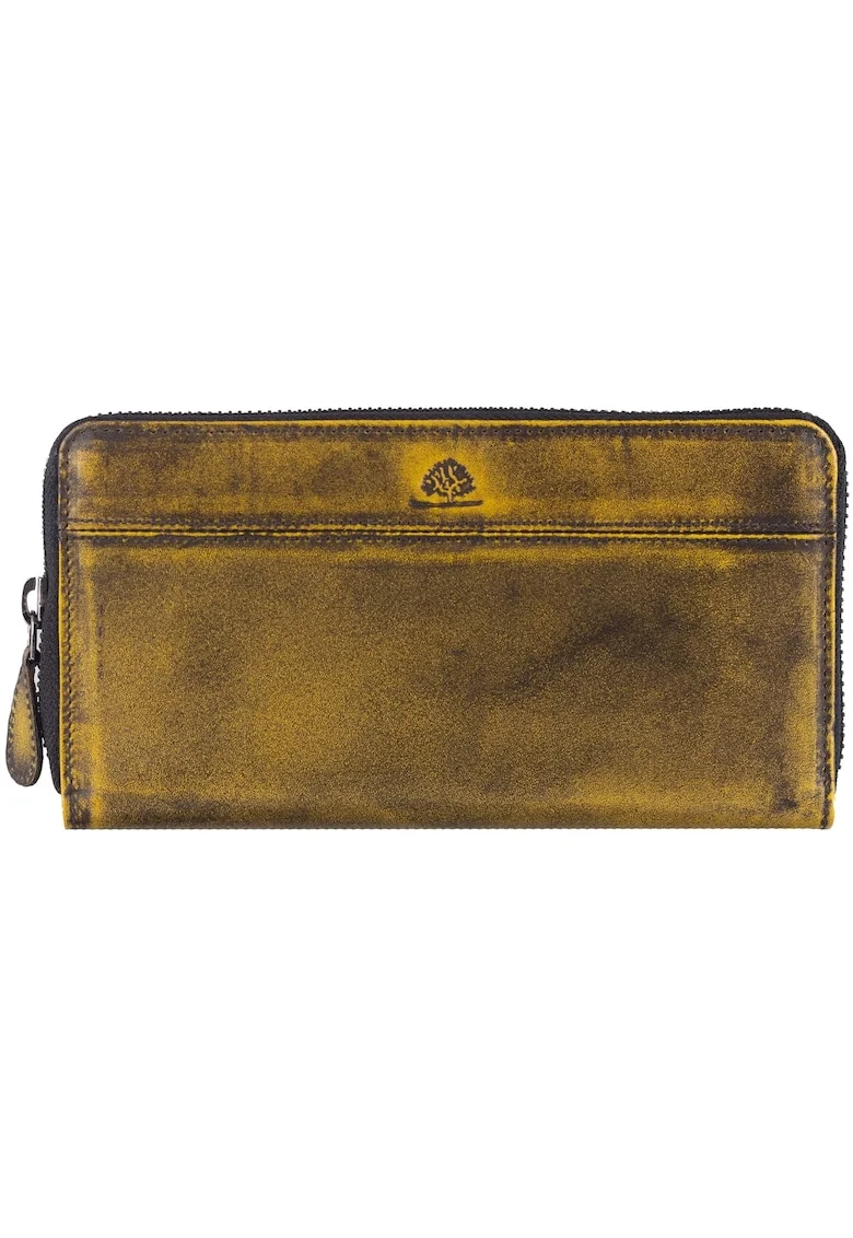 Portofel dama piele naturala 19.5 x 10.5 x 2.5 cm, Destressed,, Galben