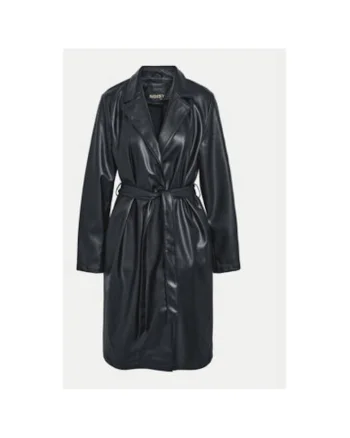 Palton dama,  304807770, Piele ecologica, Negru, Negru
