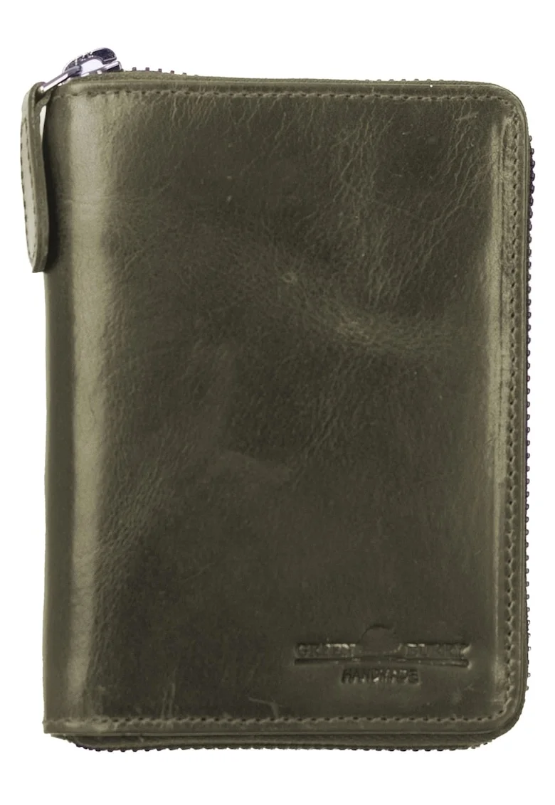 Portofel unisex piele naturala 10 x 13 x 2.5 cm, Newport,, Verde