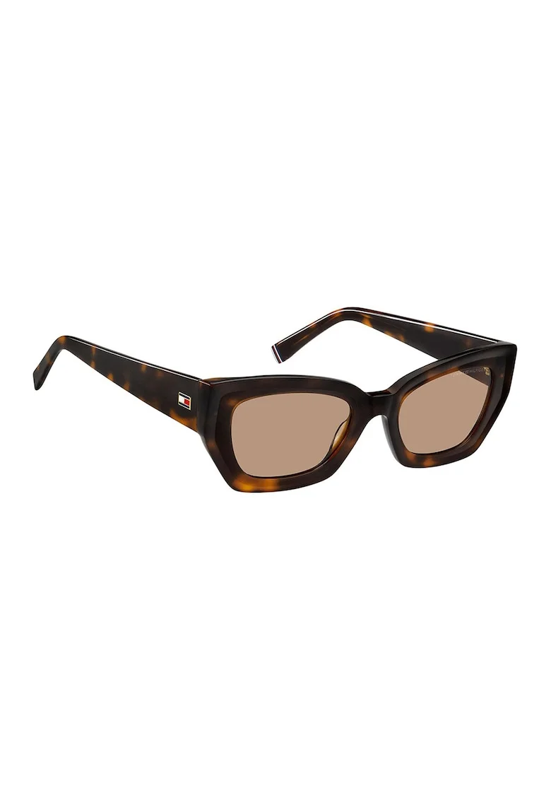 Ochelari de soare cat-eye cu lentile uni, Negru/Portocaliu mandarina