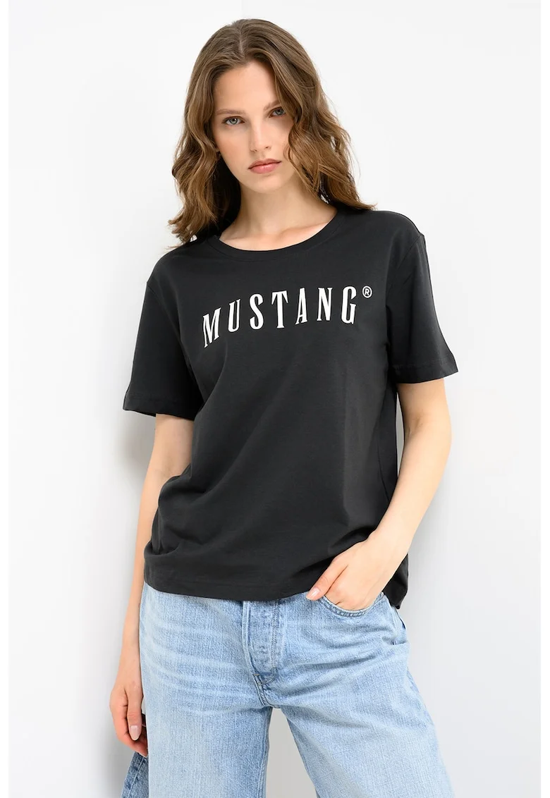 Tricou cu imprimeu logo pe piept Floris, Alb/Negru carbon