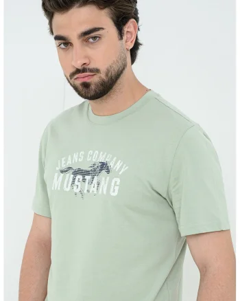 Tricou cu logo Austin, Alb/Verde masliniu pal