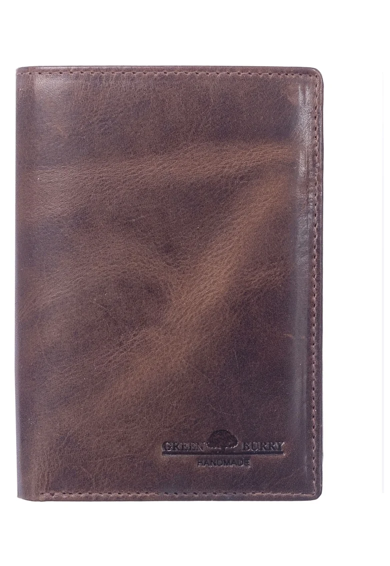 Portofel barbati piele naturala maro inchis 9 x 12.5 x 2 cm, Newport,
