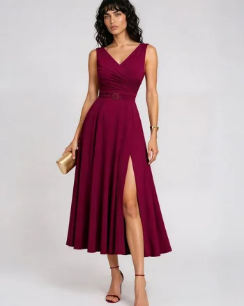 Rochie midi evazata din lyocell ASMIRA