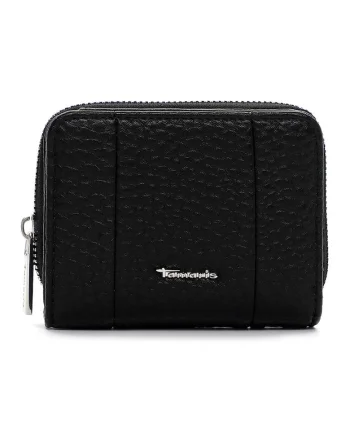 Portofel de piele ecologicca cu aspect granulat, Negru