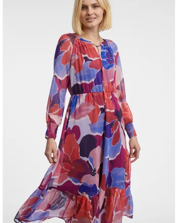 Rochie din sifon cu imprimeu, Multicolor