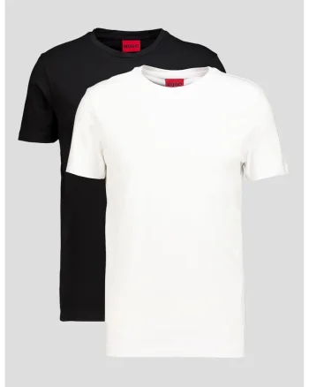 Tricou cu decolteu rotund si logo pe spate, Alb/Negru
