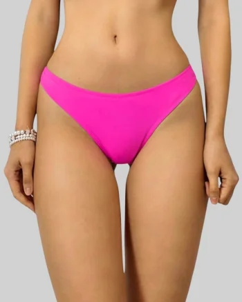 Slip de baie dama, INAJOY, cu talie medie si croi brazilian, Fucsia