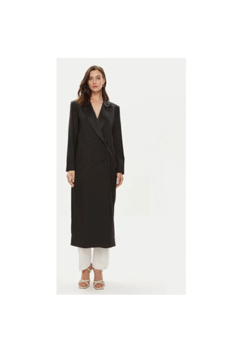 Palton dama,  304354861, Lana/Poliester, S INTL, Negru