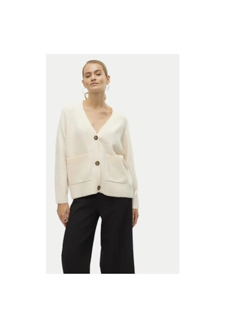 Cardigan dama,  304511059, Poliester reciclat/Poliester, Bej, Bej