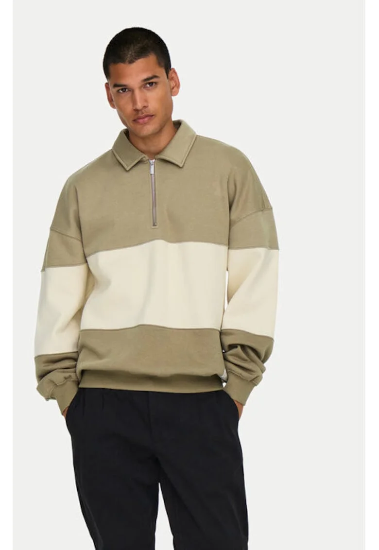 Bluza barbati,  304684852, Bumbac/Poliester, Bej, Bej