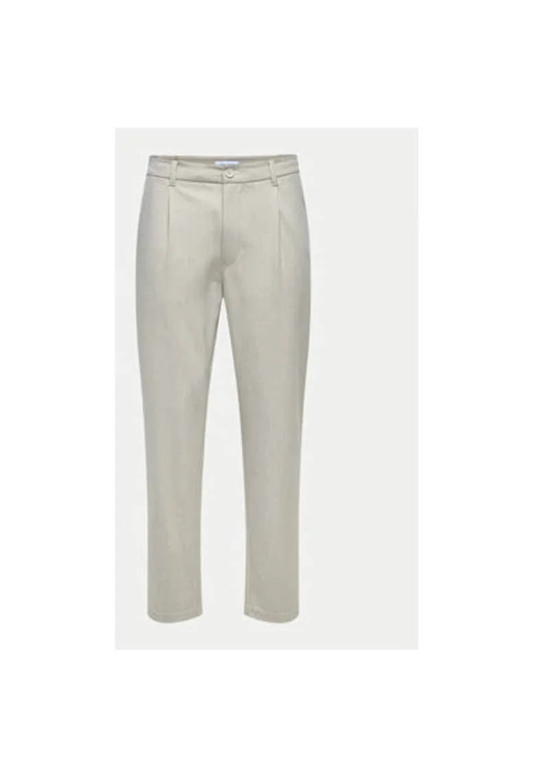 Pantaloni barbati,  304953354, Poliester reciclat/Viscoza, Bej, Bej
