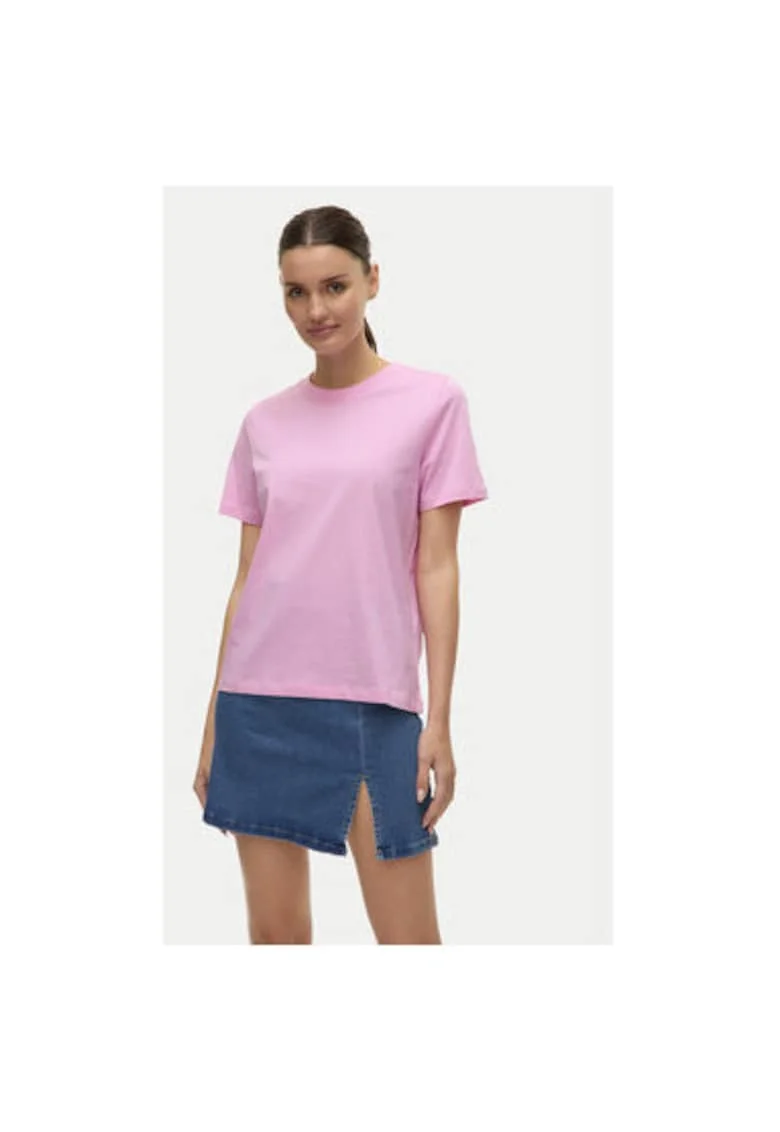 Tricou dama,  304786655, Bumbac organic, Roz, Roz