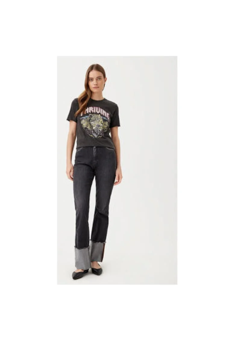 Tricou dama,  304791246, Bumbac organic, Negru, Negru