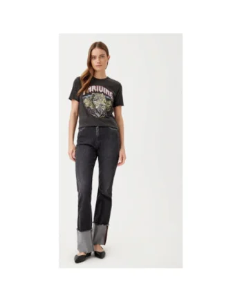 Tricou dama,  304791246, Bumbac organic, Negru, Negru