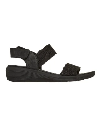 Sandale cu talpa wedge si velcro Arya, Negru